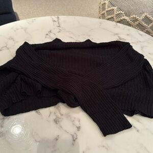 Black Divided Mock Neck Sweater